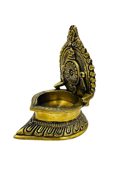 Antique Brass Shanku Chakram Diya - swadeshsouq.com