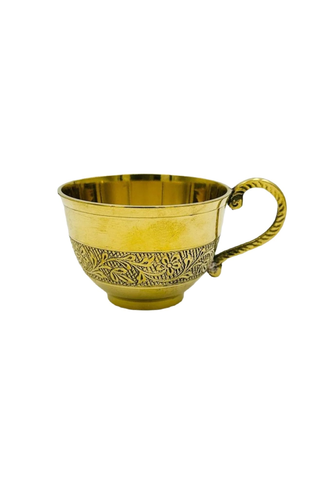 Antique Elegance: Brass Cup and Saucer Set (set of 2) - swadeshsouq.com