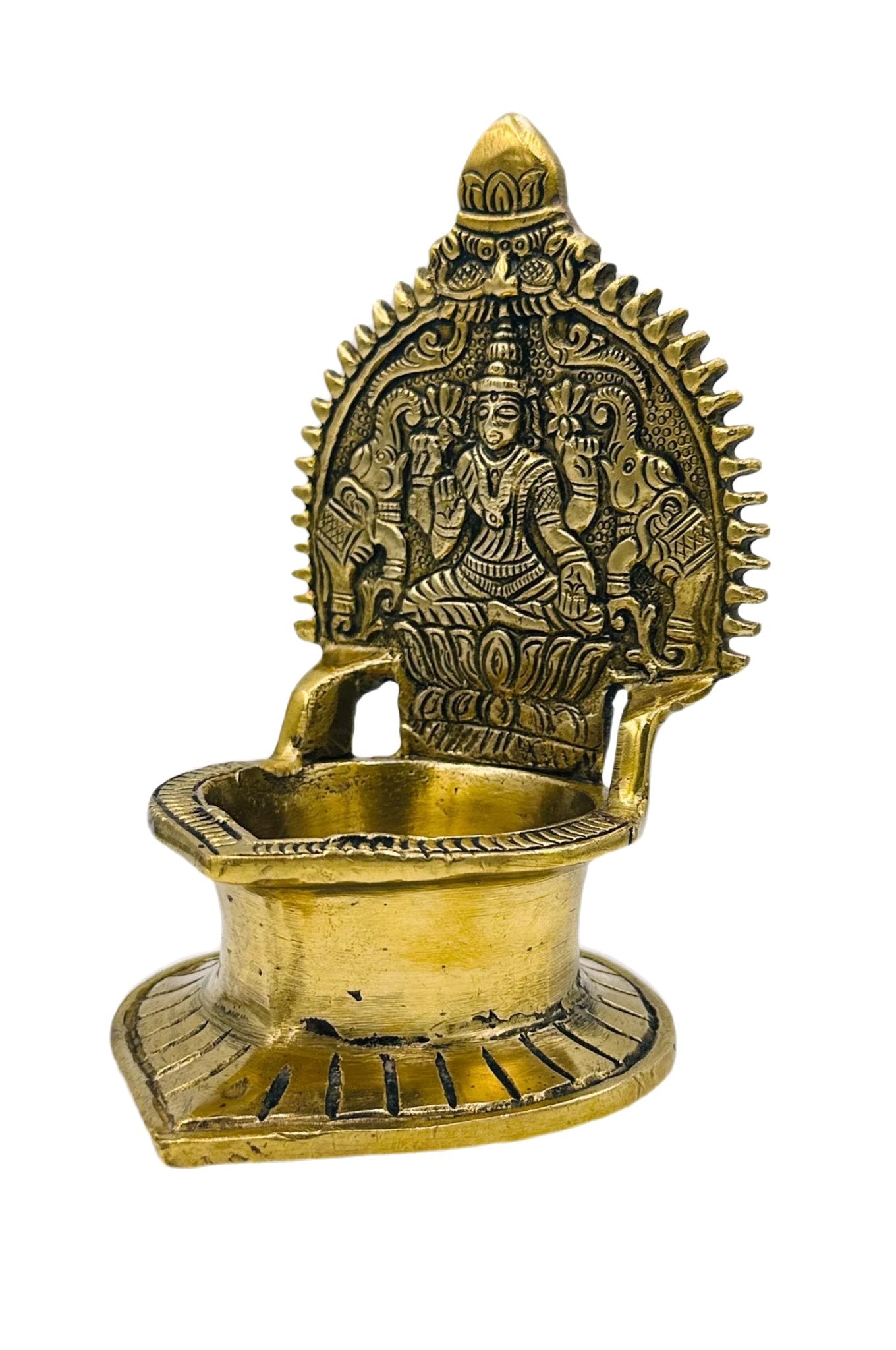 Antique Gajalakshmi Diya: Vintage Grace - swadeshsouq.com