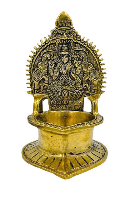 Antique Gajalakshmi Diya: Vintage Grace - swadeshsouq.com