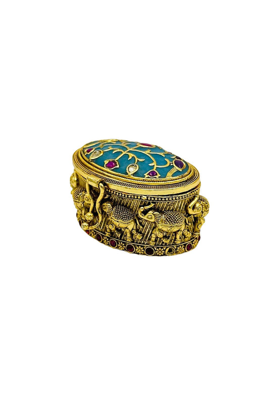 Antique Kumkum Box with Jadau and Filigree Elegance - swadeshsouq.com