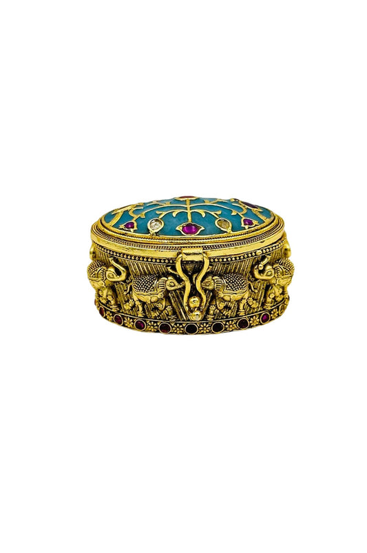 Antique Kumkum Box with Jadau and Filigree Elegance - swadeshsouq.com