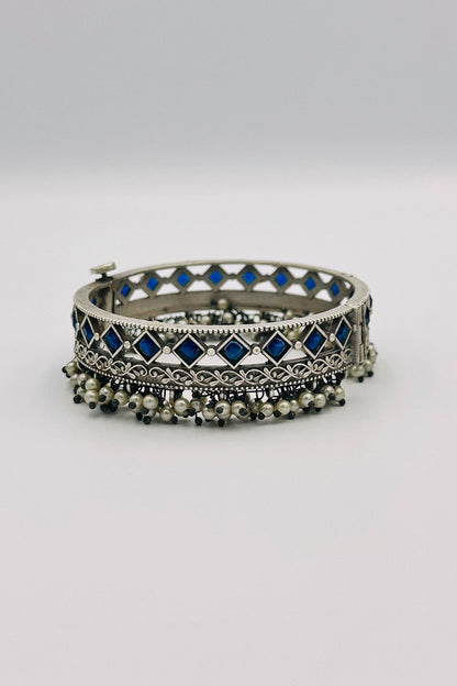 Blue Elegance Silver Bangles - swadeshsouq.com