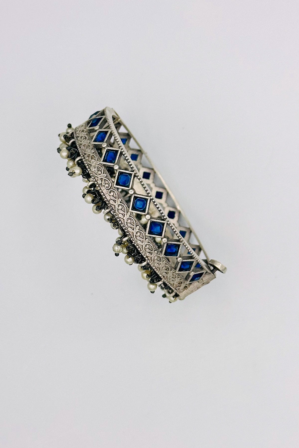 Blue Elegance Silver Bangles - swadeshsouq.com