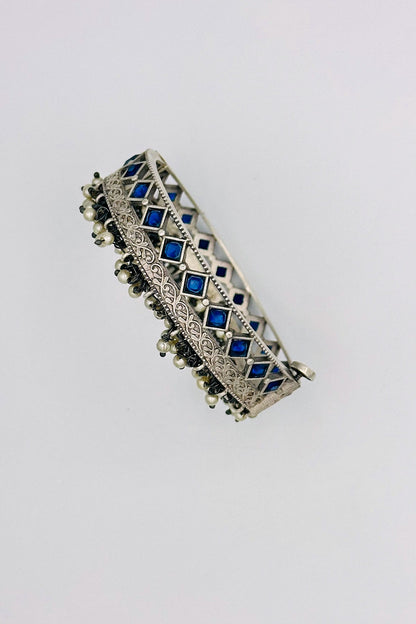 Blue Elegance Silver Bangles - swadeshsouq.com