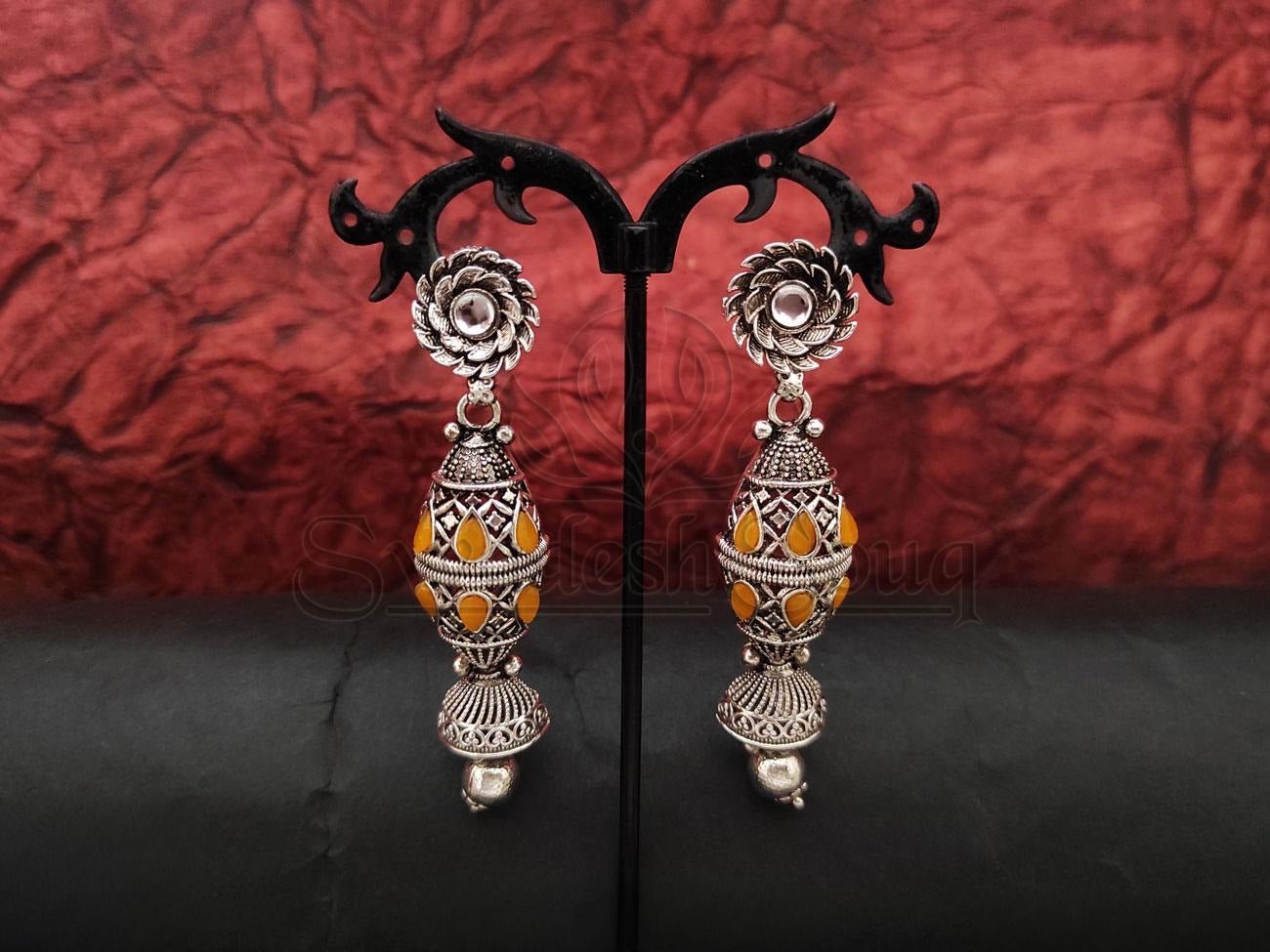 Bold and Beautiful: Elevate Your Style with These Striking Oxidised Silver Earrings. - swadeshsouq.com