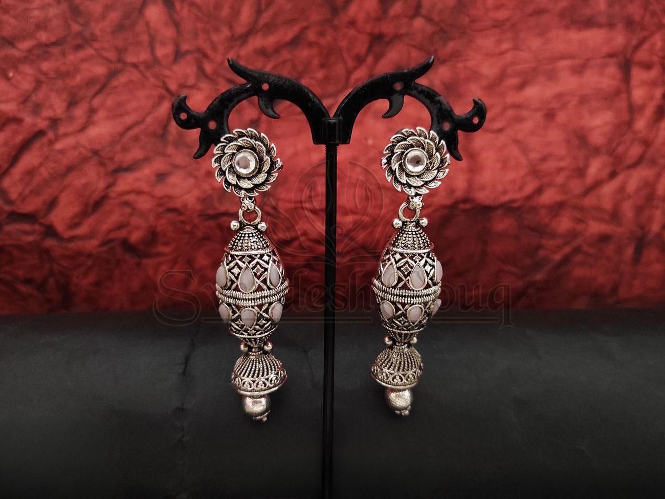 Bold and Beautiful: Elevate Your Style with These Striking Oxidised Silver Earrings. - swadeshsouq.com