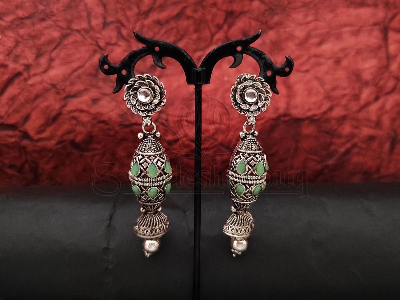 Bold and Beautiful: Elevate Your Style with These Striking Oxidised Silver Earrings. - swadeshsouq.com