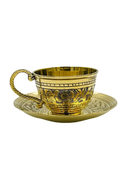 Brass Cup and Saucer Set - A Symbol of Richness and Elegance - swadeshsouq.com