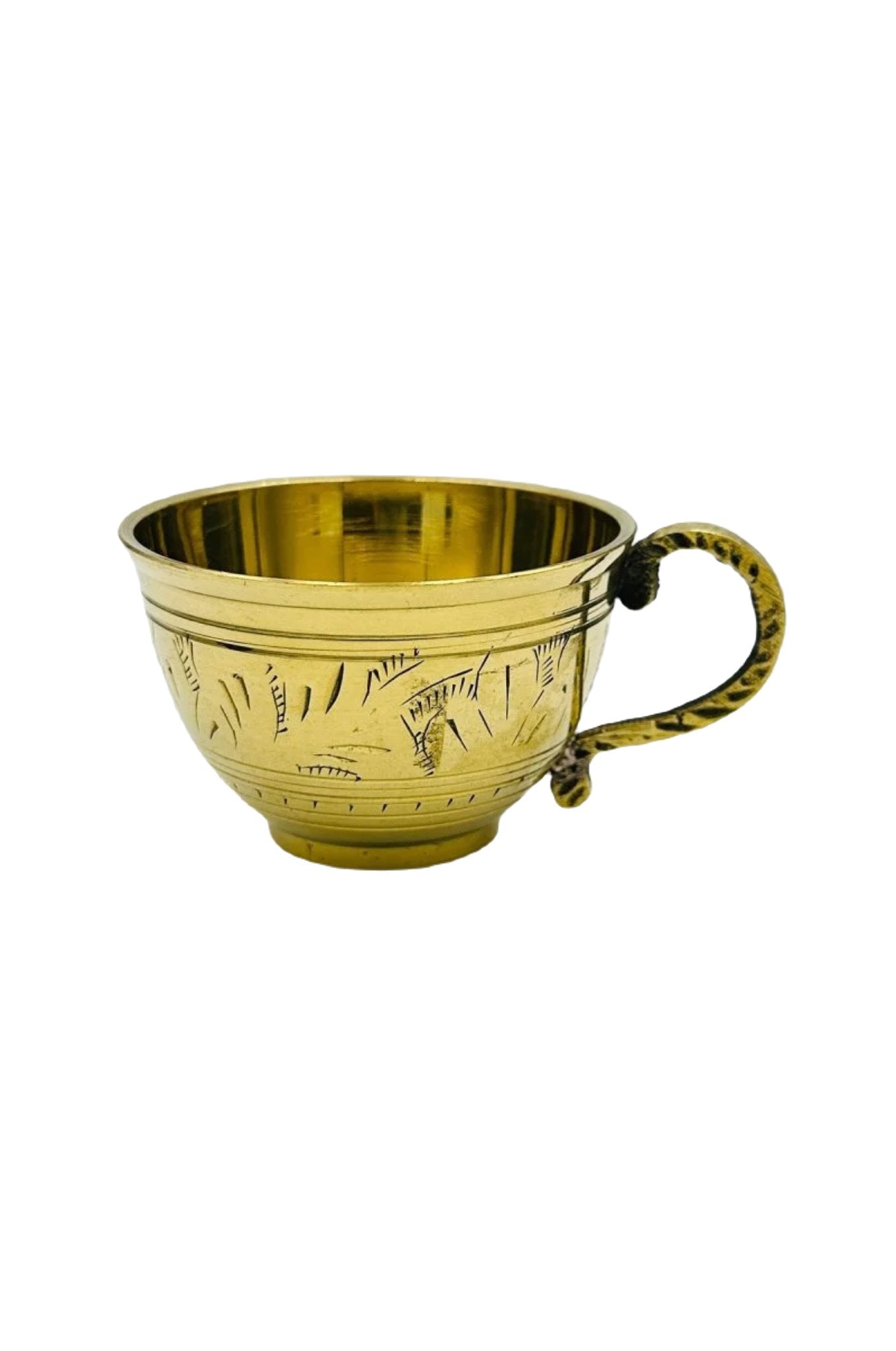 Brass Cup and Saucer Set with Exquisite Design - swadeshsouq.com