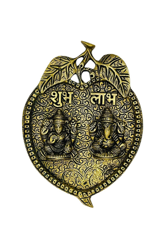 Brass Lakshmi & Ganesh Door/Wall Hanging with Naga Work - swadeshsouq.com