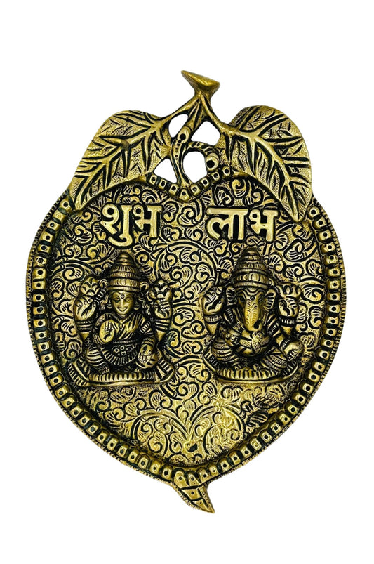 Brass Lakshmi & Ganesh Door/Wall Hanging with Naga Work - swadeshsouq.com