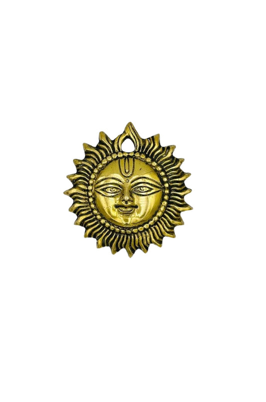 Brass Sun Face Wall Hanging: Antique Elegance - swadeshsouq.com