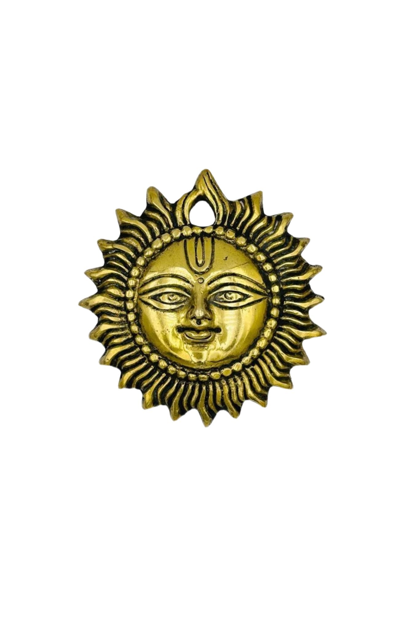 Brass Sun Face Wall Hanging: Antique Elegance - swadeshsouq.com