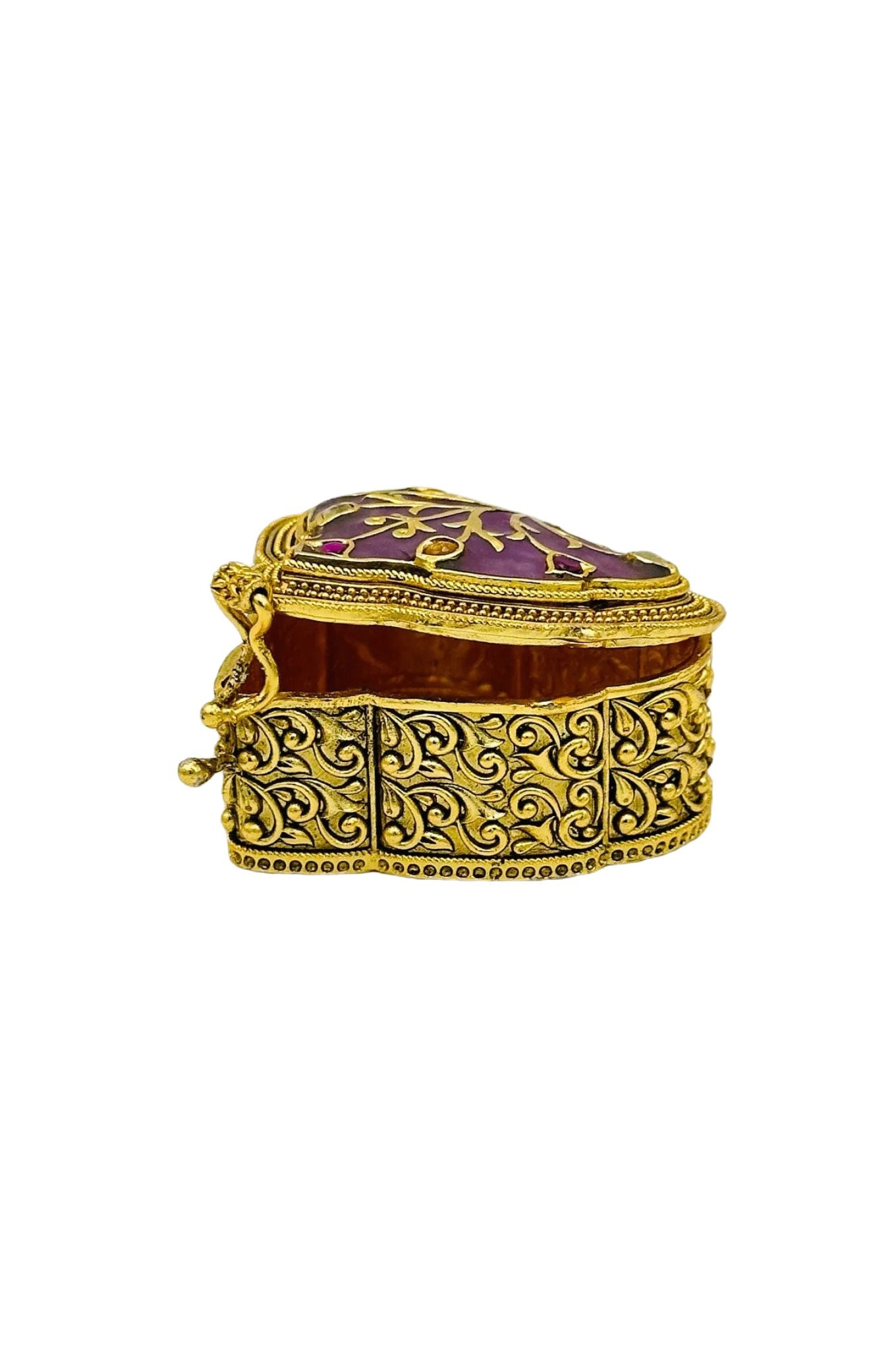 Bright Pink Jadau Box with Nagas Artistry and Filigree Embellishments - swadeshsouq.com