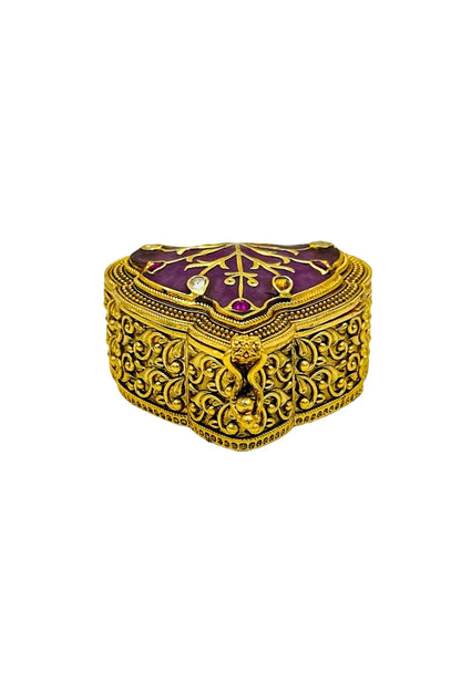 Bright Pink Jadau Box with Nagas Artistry and Filigree Embellishments - swadeshsouq.com