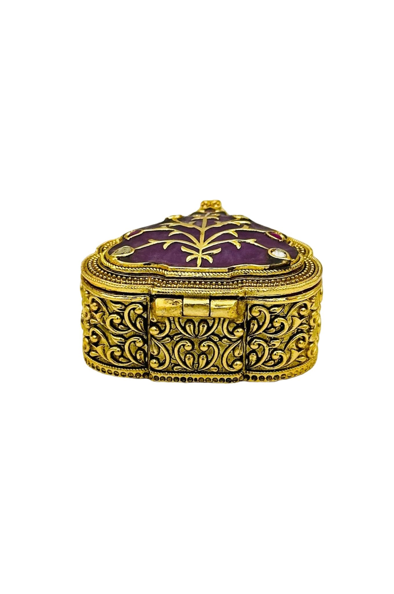 Bright Pink Jadau Box with Nagas Artistry and Filigree Embellishments - swadeshsouq.com