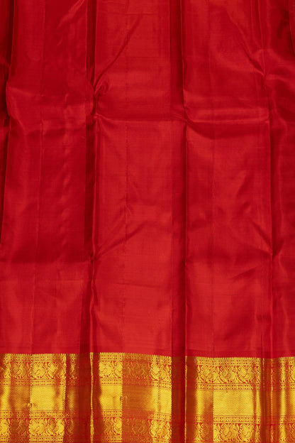 Brown and Red Kanjeevaram Silk Saree with Intricate Gold Zari Detailing - swadeshsouq.com