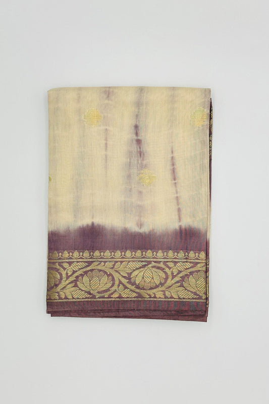 Burgundy Shibori Dyed Chanderi Silk Dupatta - swadeshsouq.com