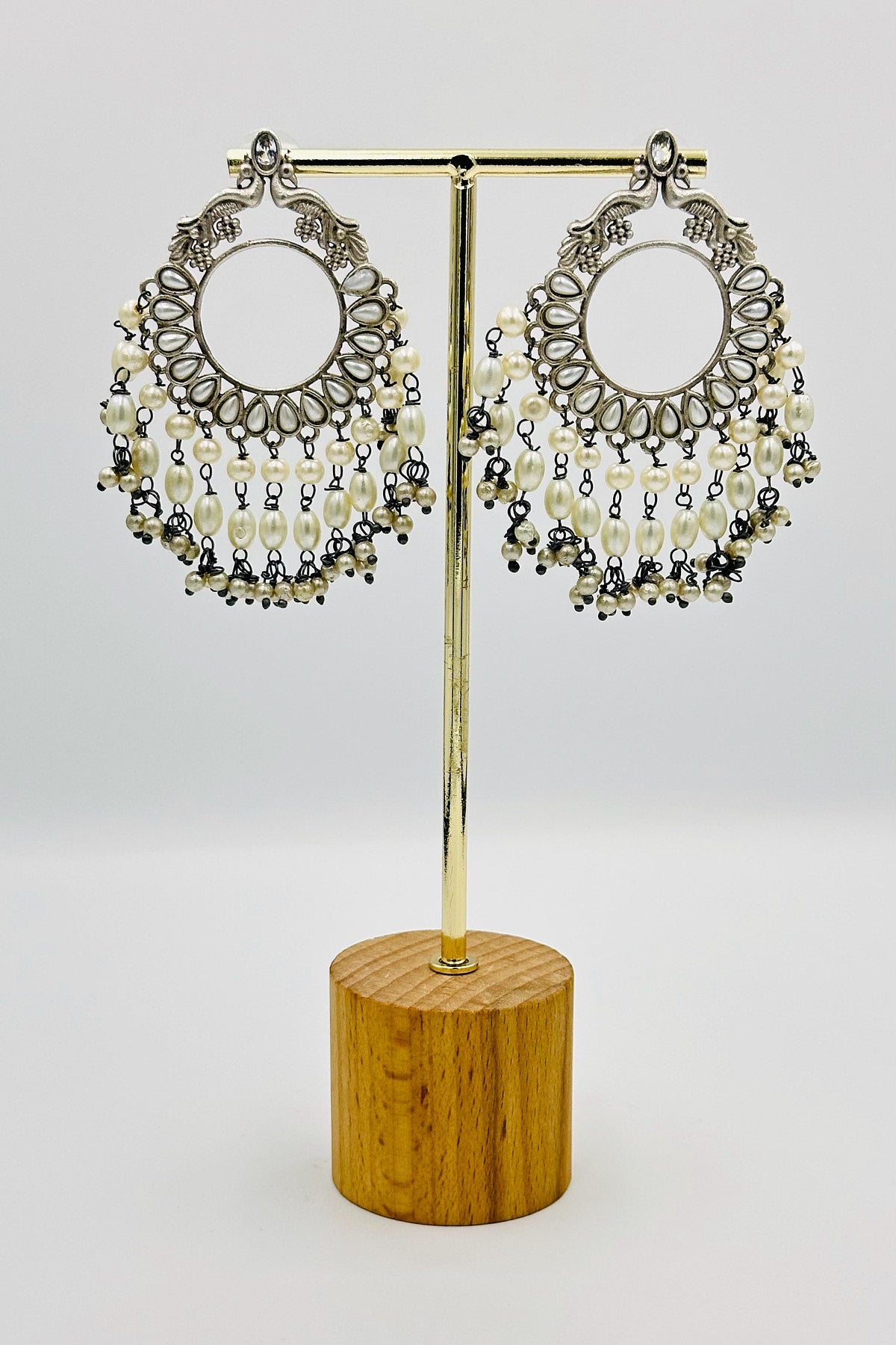 Chandbali Earrings with Pearl Beads - swadeshsouq.com