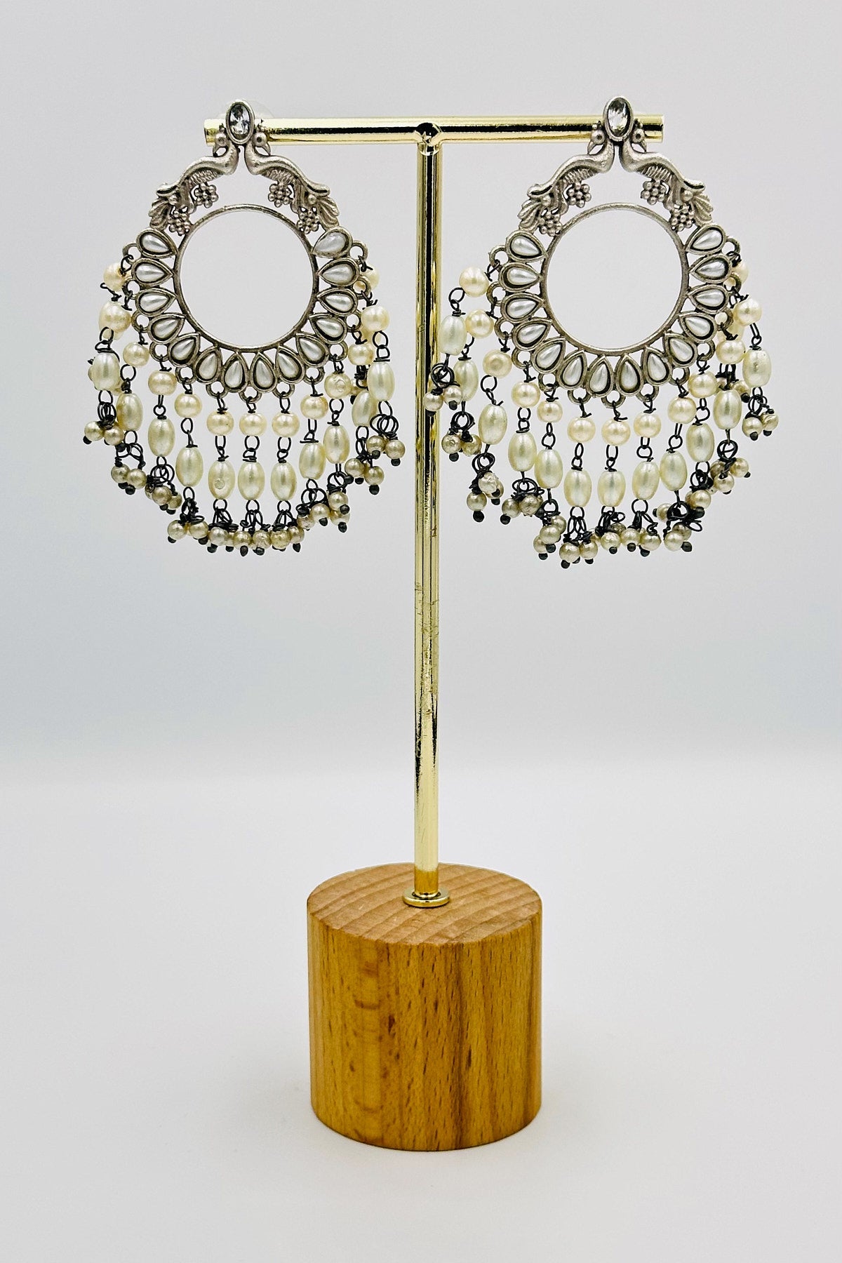 Chandbali Earrings with Pearl Beads - swadeshsouq.com