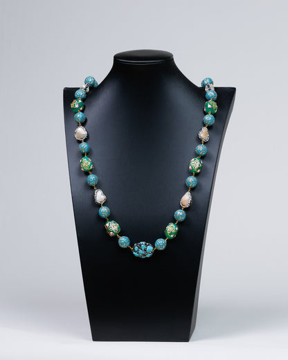 Coral & Turquoise Dreams: Enchanting Long Bead Necklace - swadeshsouq.com