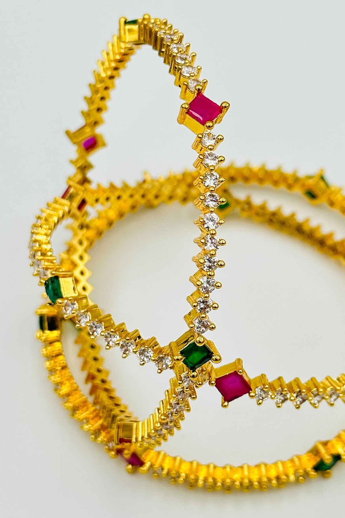 Dazzling CZ Stone Bangles with Diamond Design for an Eye-Catching Look - swadeshsouq.com