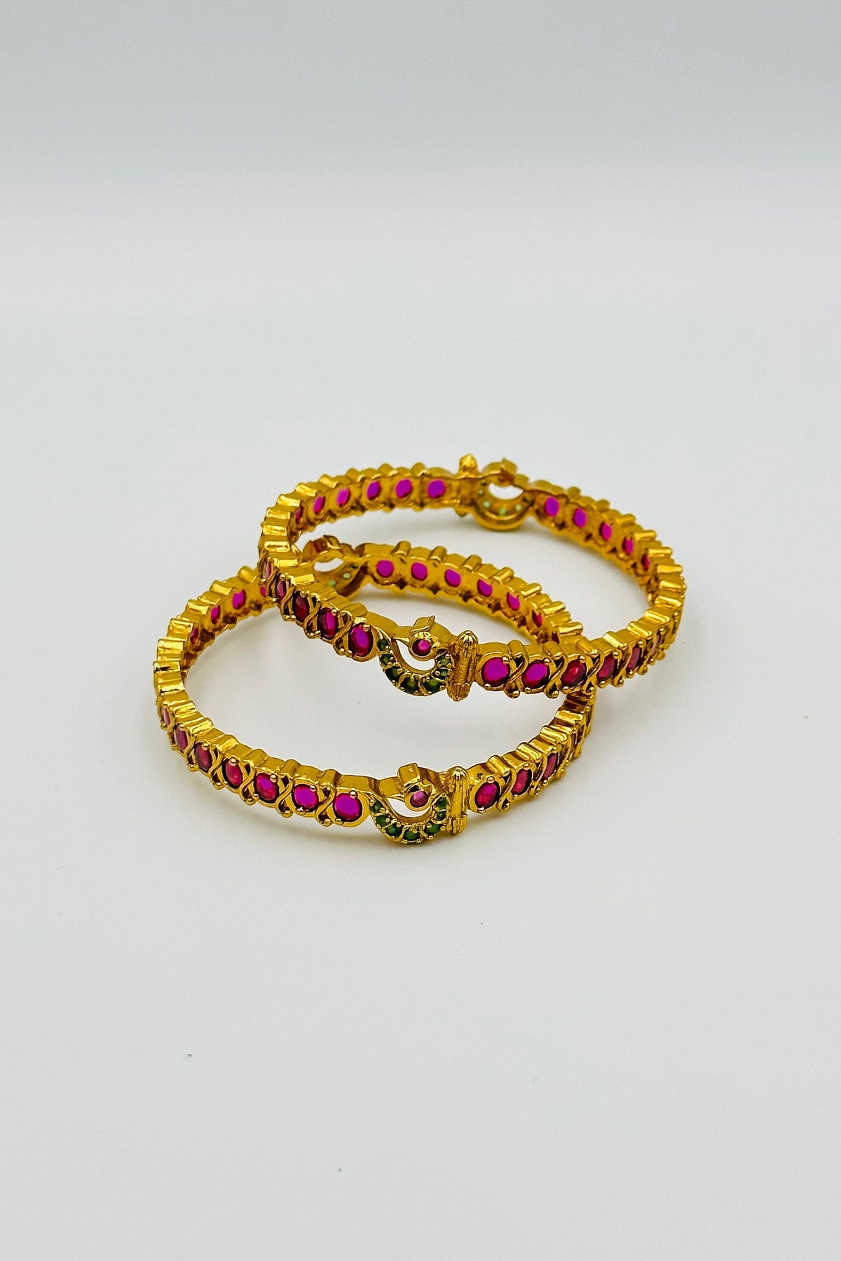 Divine Elegance: The Temple Design Ruby Bangles - swadeshsouq.com