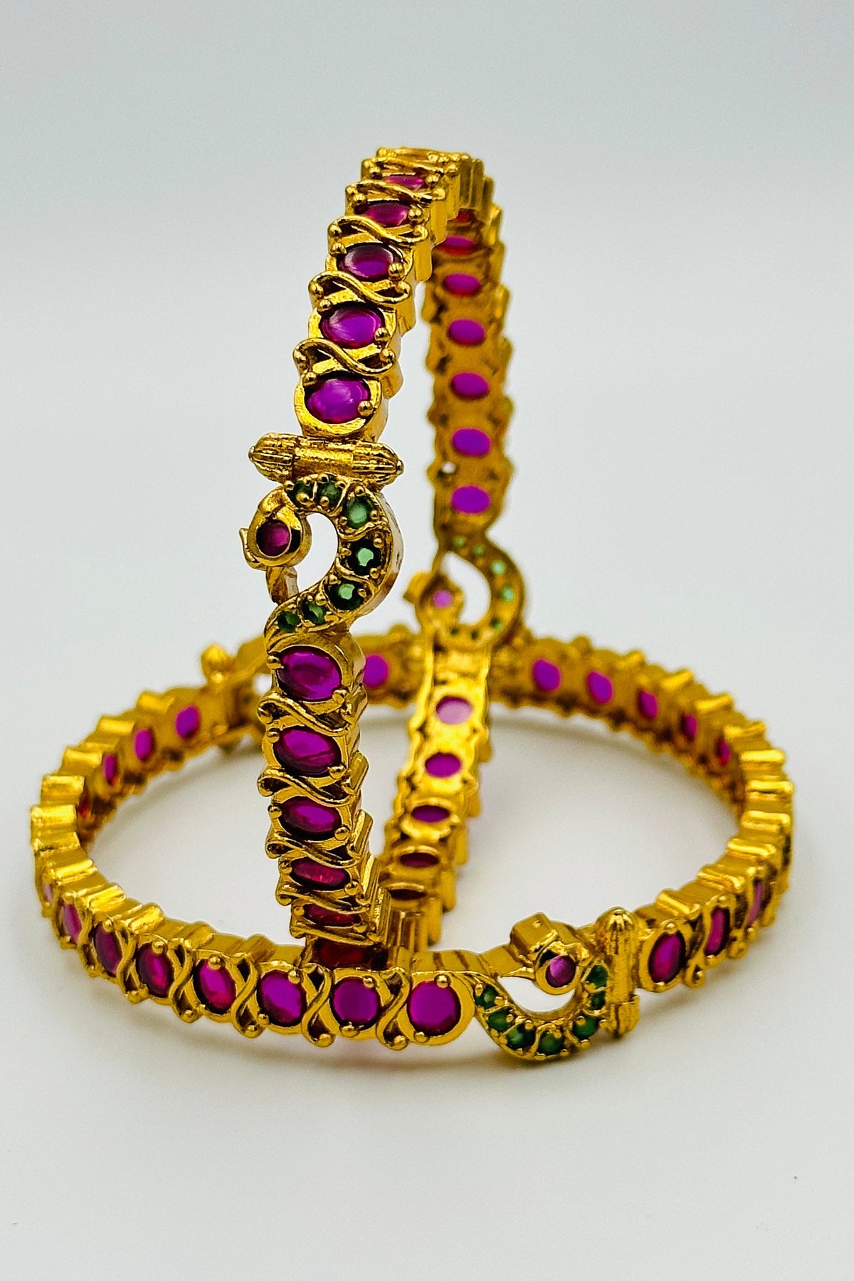 Divine Elegance: The Temple Design Ruby Bangles - swadeshsouq.com