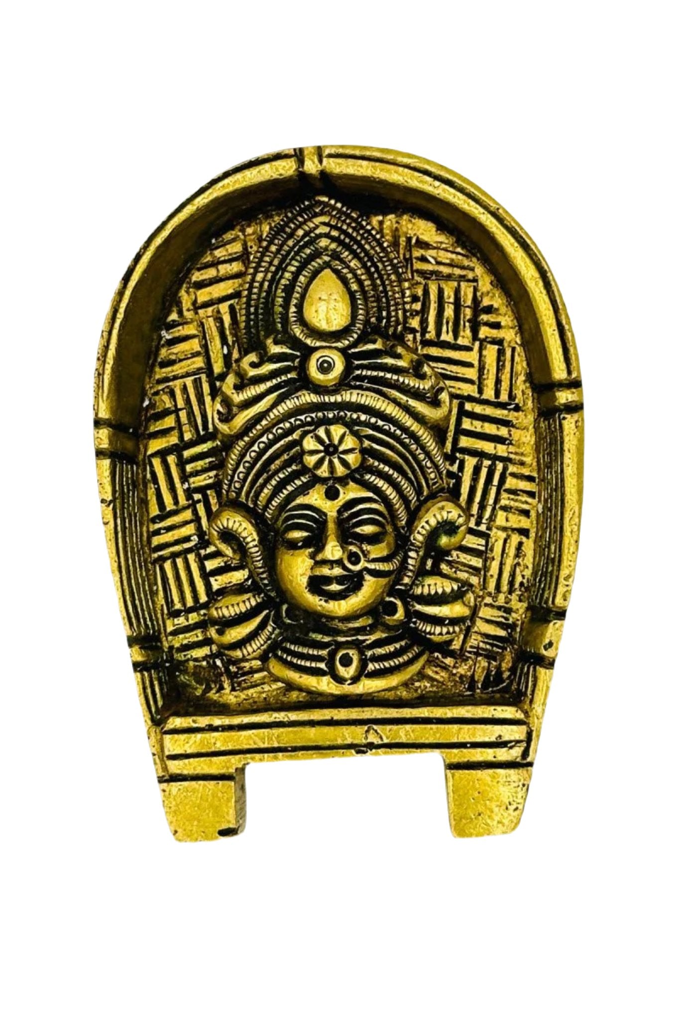 Divine Splendor: Pure Brass Maha Lakshmi Face in Naga Design - swadeshsouq.com