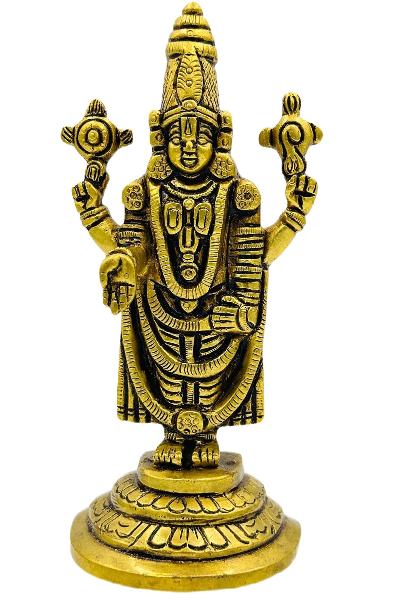 Divine Venkateshwara Idol in Pure Brass: Artisanal Excellence - swadeshsouq.com