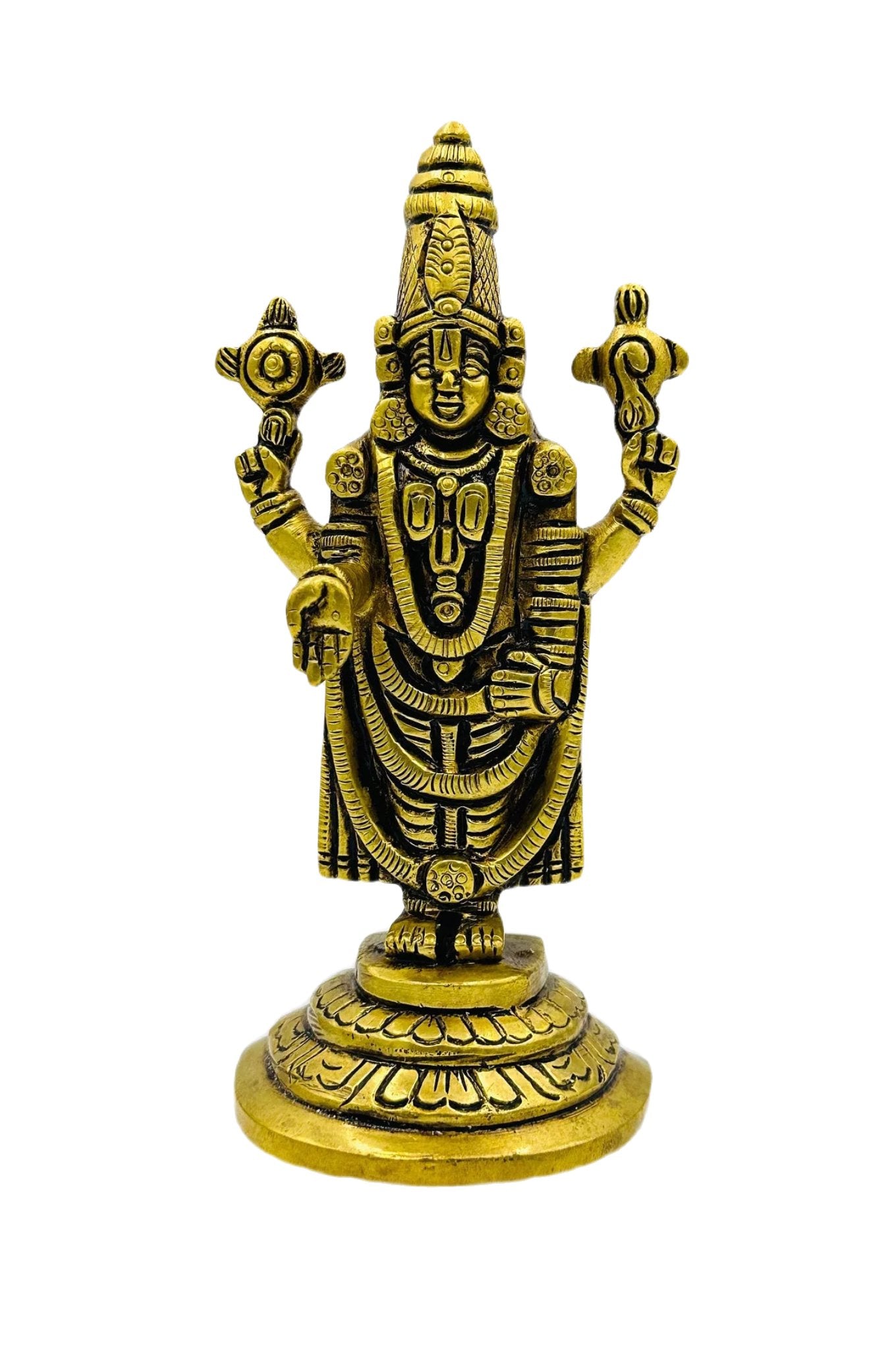 Divine Venkateshwara Idol in Pure Brass: Artisanal Excellence - swadeshsouq.com