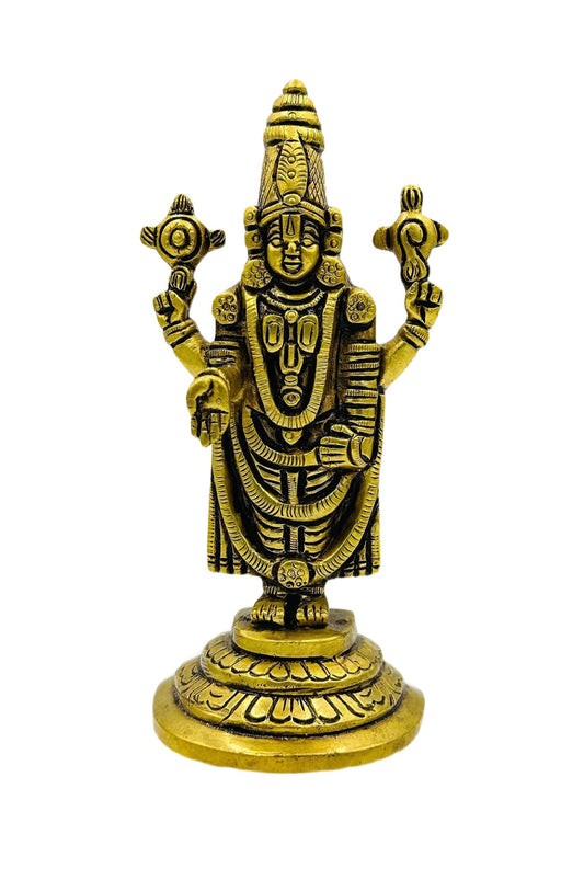 Divine Venkateshwara Idol in Pure Brass: Artisanal Excellence - swadeshsouq.com