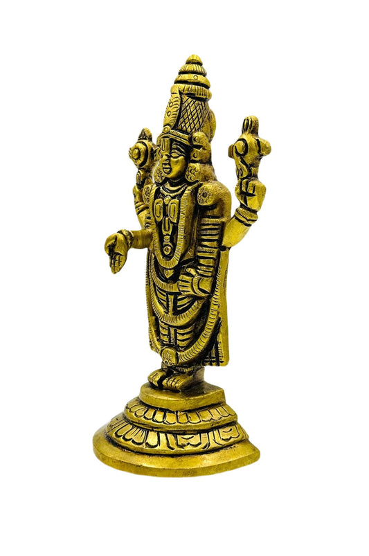 Divine Venkateshwara Idol in Pure Brass: Artisanal Excellence - swadeshsouq.com