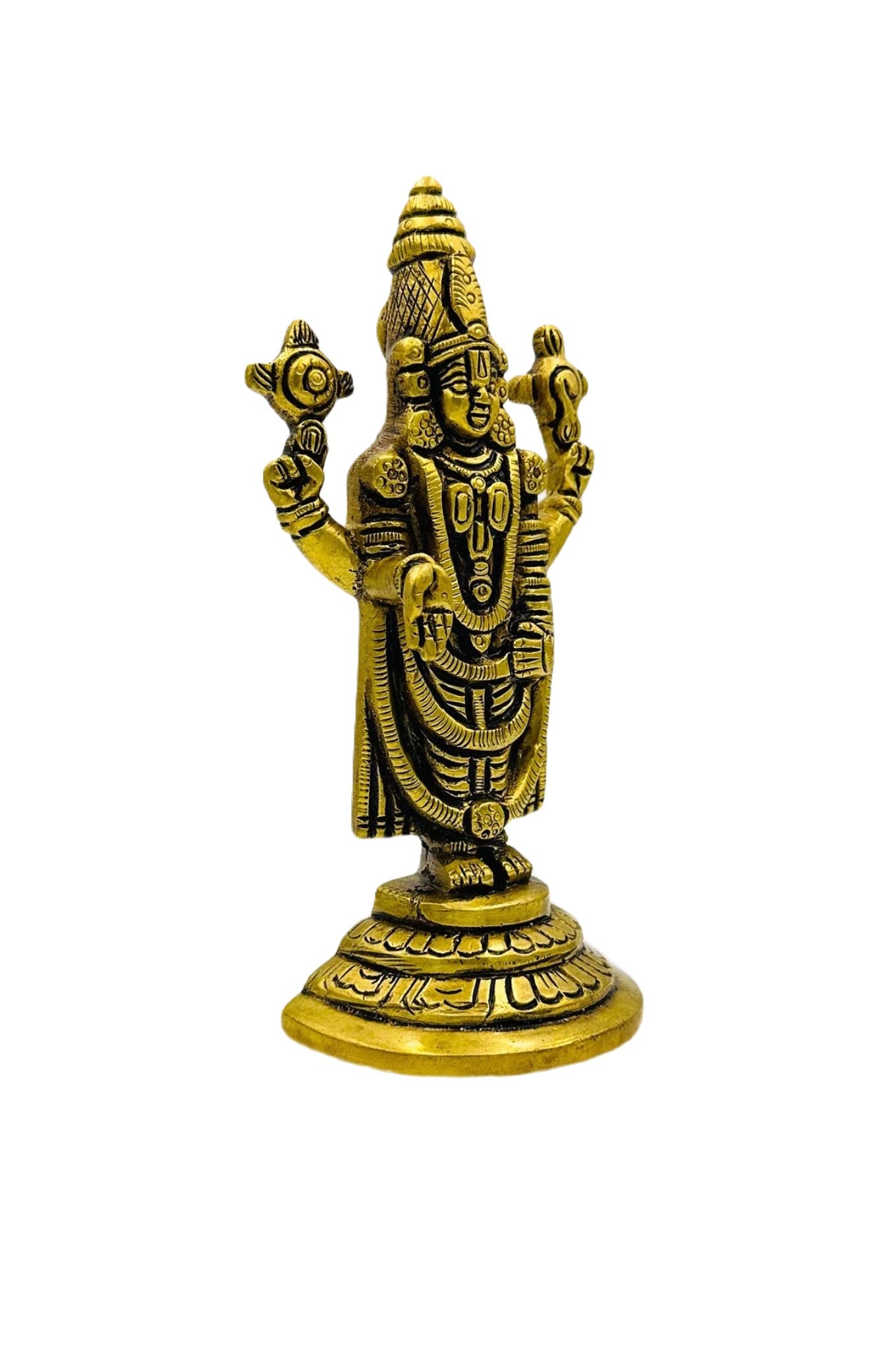 Divine Venkateshwara Idol in Pure Brass: Artisanal Excellence - swadeshsouq.com