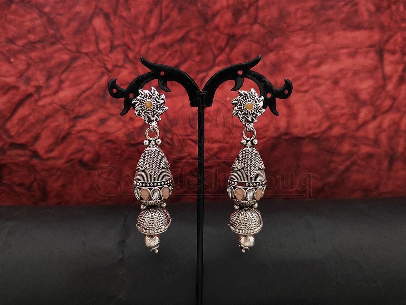 Elegant Oxidised Silver Earrings for a Timeless Look. - swadeshsouq.com