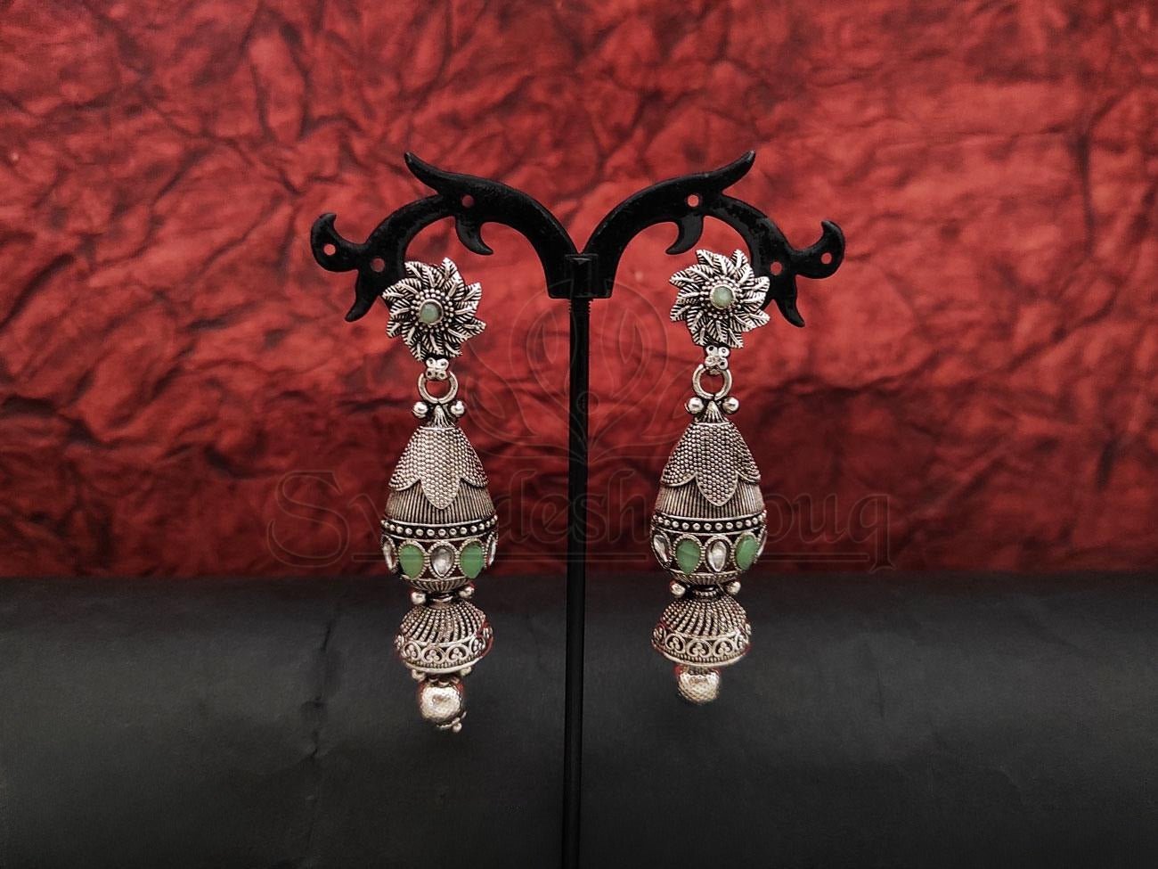 Elegant Oxidised Silver Earrings for a Timeless Look. - swadeshsouq.com