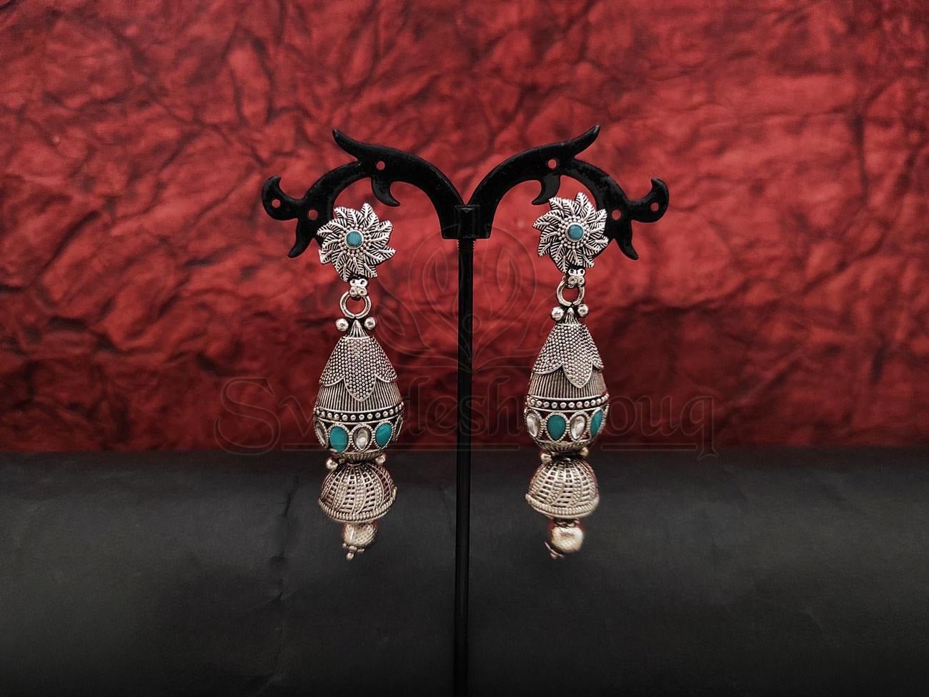 Elegant Oxidised Silver Earrings for a Timeless Look. - swadeshsouq.com