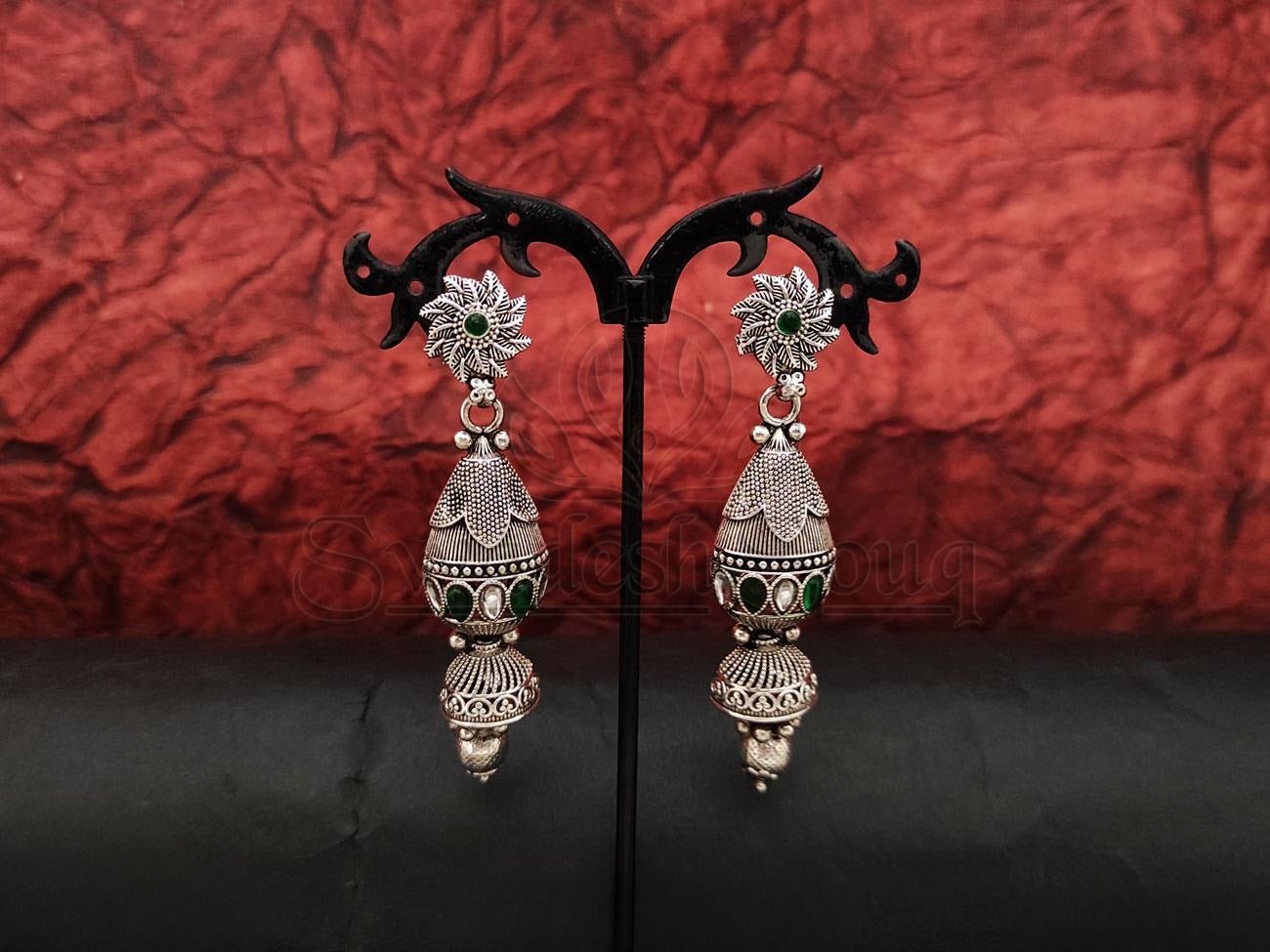 Elegant Oxidised Silver Earrings for a Timeless Look. - swadeshsouq.com