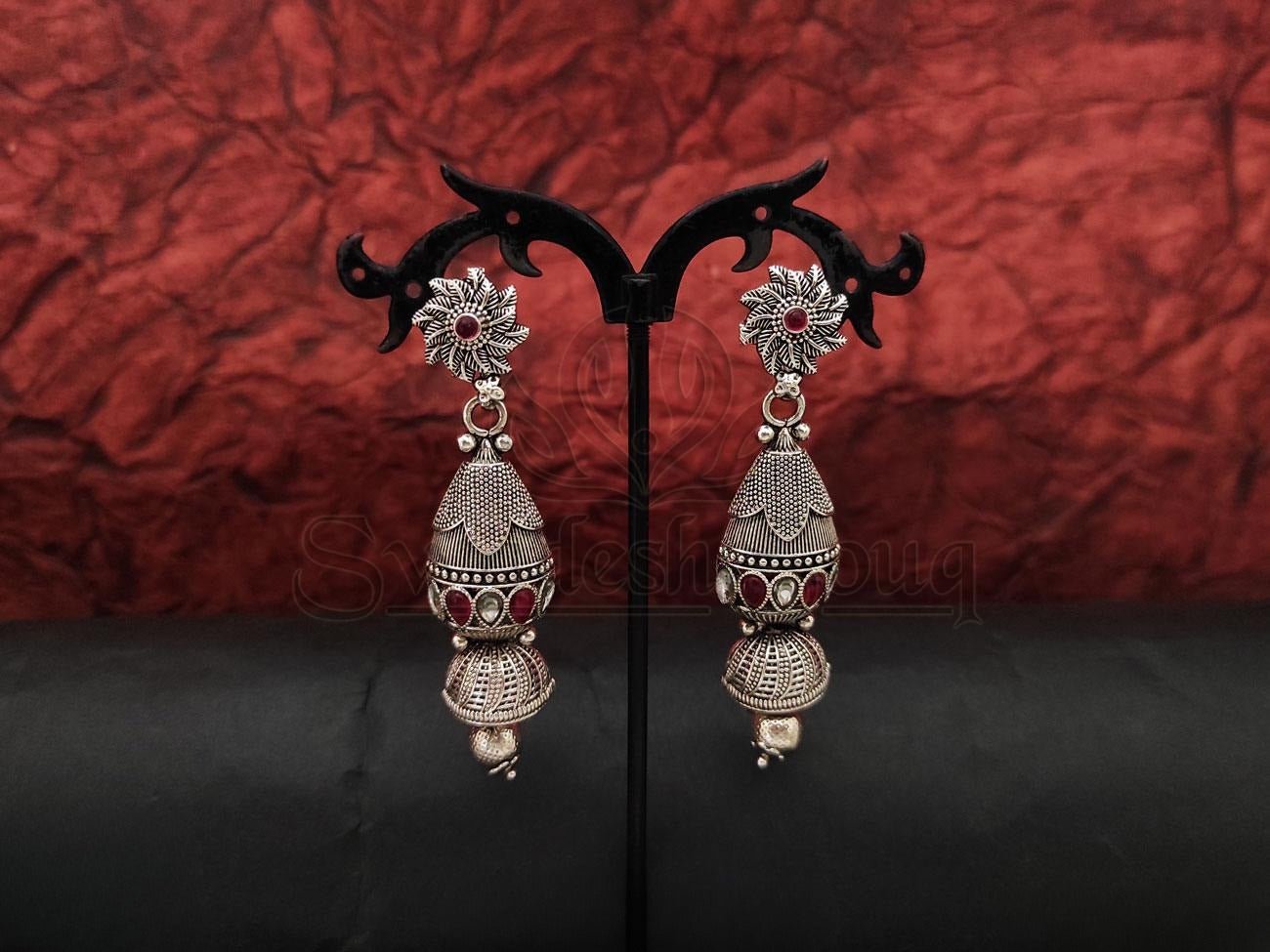 Elegant Oxidised Silver Earrings for a Timeless Look. - swadeshsouq.com