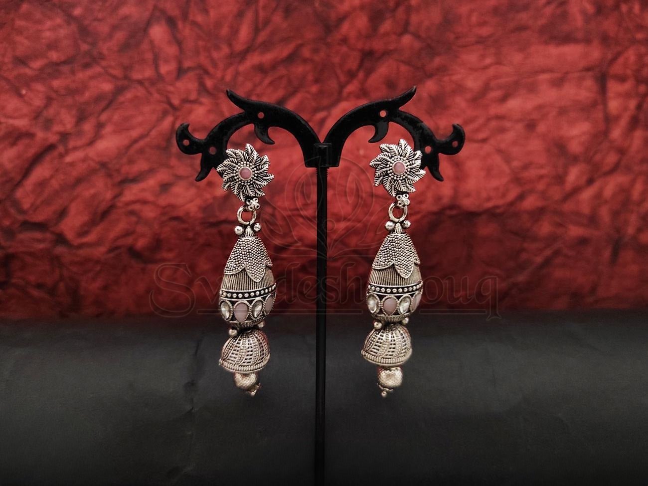 Elegant Oxidised Silver Earrings for a Timeless Look. - swadeshsouq.com