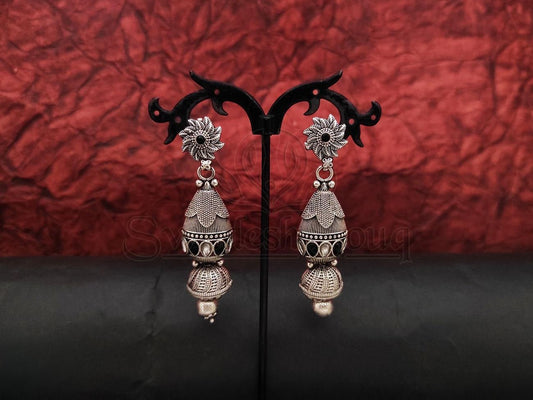 Elegant Oxidised Silver Earrings for a Timeless Look. - swadeshsouq.com