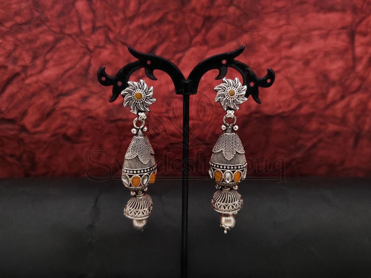 Elegant Oxidised Silver Earrings for a Timeless Look. - swadeshsouq.com