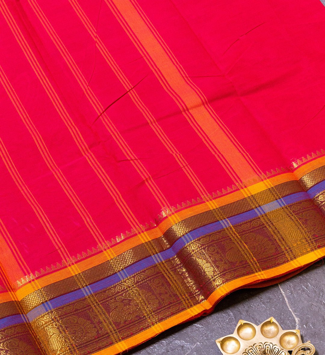Elevate Your Ethnic Look with Our Bright Red and Maroon Color Chettinad Saree - swadeshsouq.com