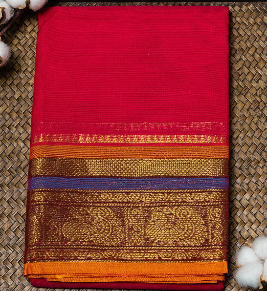 Elevate Your Ethnic Look with Our Bright Red and Maroon Color Chettinad Saree - swadeshsouq.com