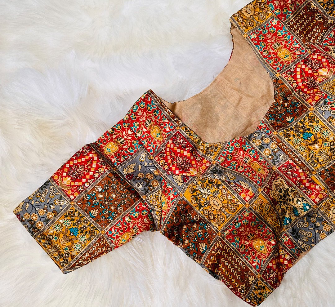 Elevate Your Ethnic Style with the Gorgeous Golden Yellow Full Patola High Neck Blouse. - swadeshsouq.com