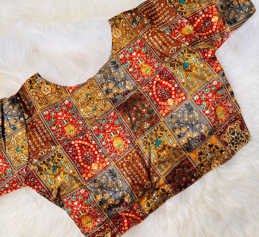 Elevate Your Ethnic Style with the Gorgeous Golden Yellow Full Patola High Neck Blouse. - swadeshsouq.com