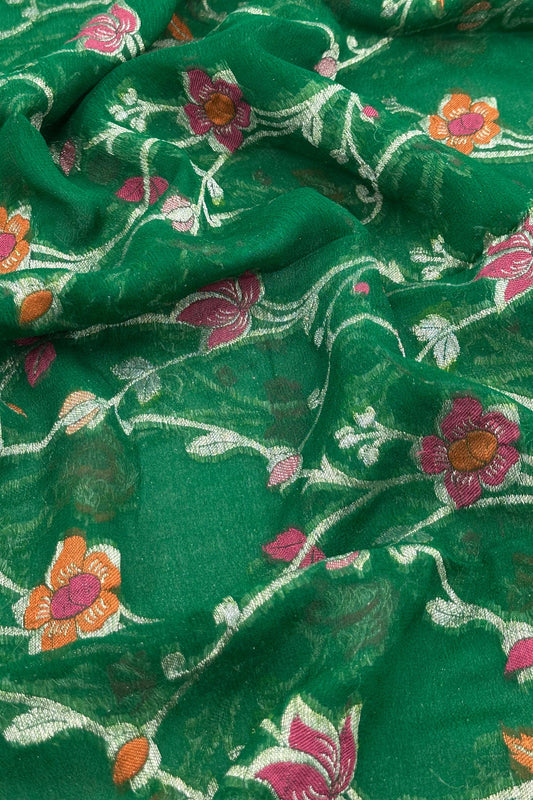 Emerald Enchantment: Banarasi Pure Georgette Dupatta in Green - swadeshsouq.com