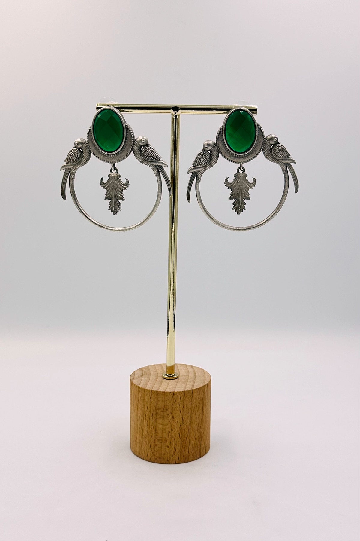 Emerald Essence Silver Earrings - swadeshsouq.com