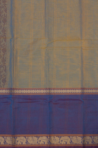 Enchanting Melody: Grey and Blue Vanasingaram Saree - swadeshsouq.com